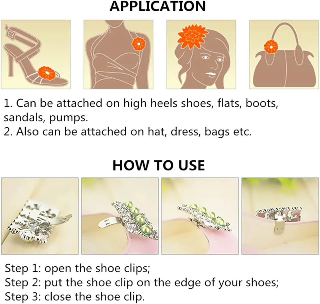 2 Pcs Fashion Removable Acrylic Rhinestone Crystal Wedding Boots Shoe Clips Jewelry