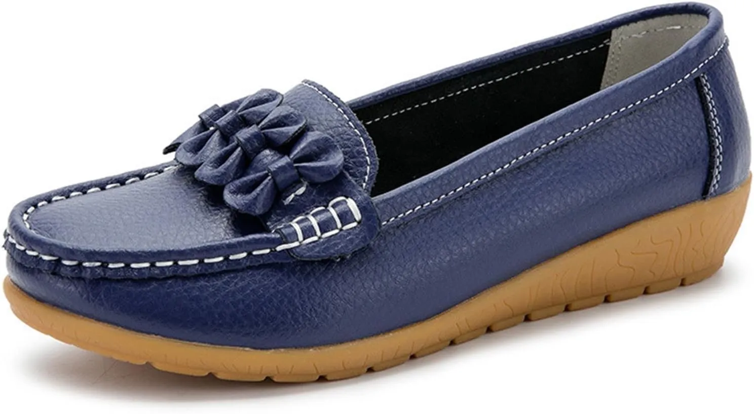 2025 Women's Ruched Embellished Pump Sandals Solid Faux Leather Slip on Loafer Closed Toe Rubber Sole Casual Sandal