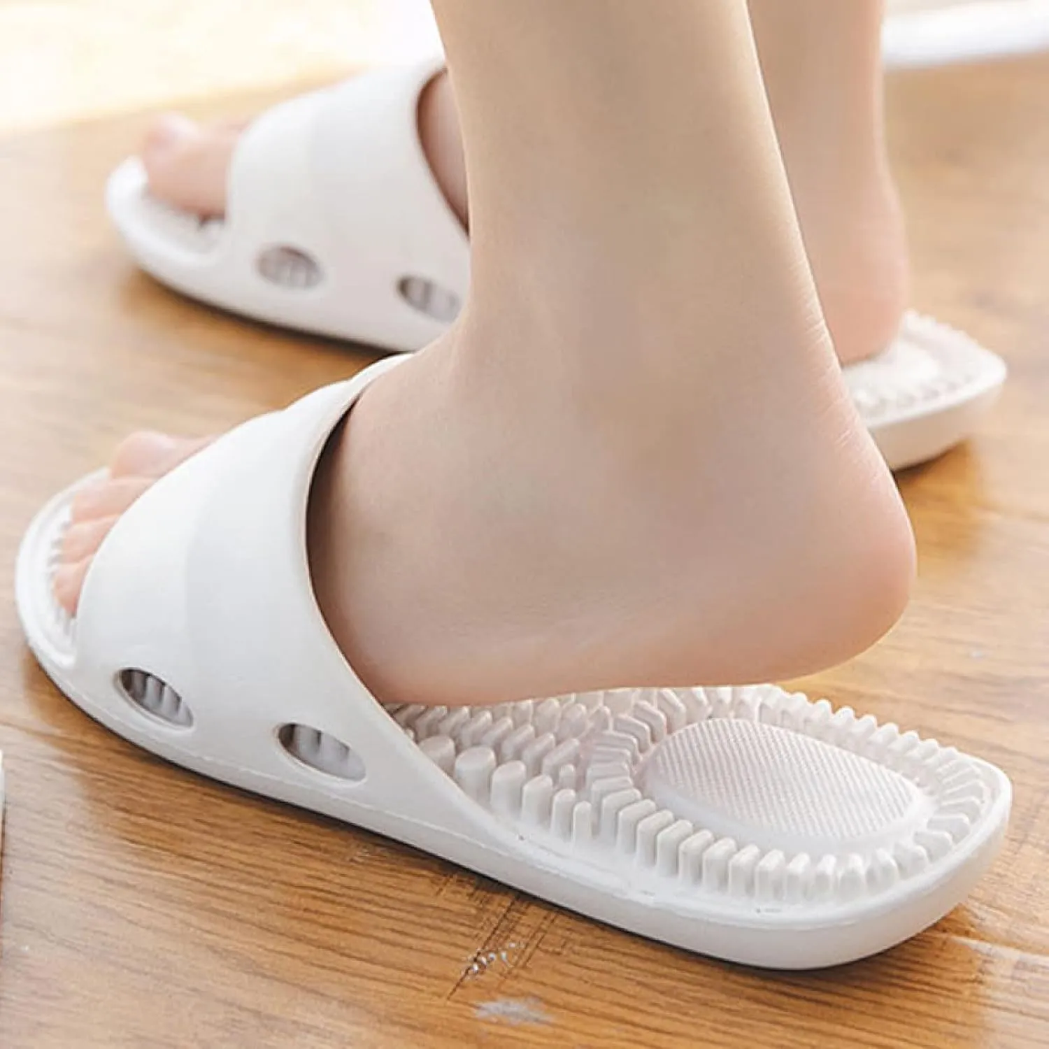 Acupoint Massage Slippers Shoes,Foot Massage Slippers, Non-Slip Soft Bottom Sandals, Black, 35-36,Relief Fasciitis Sandals Slippers