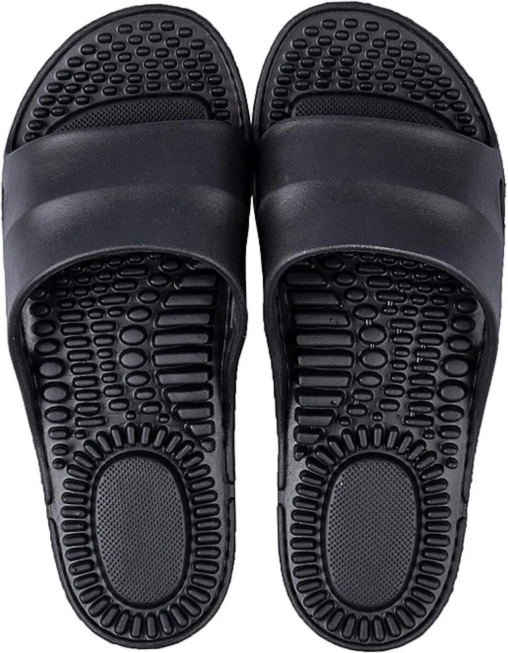 Acupoint Massage Slippers Shoes,Foot Massage Slippers, Non-Slip Soft Bottom Sandals, Black, 35-36,Relief Fasciitis Sandals Slippers