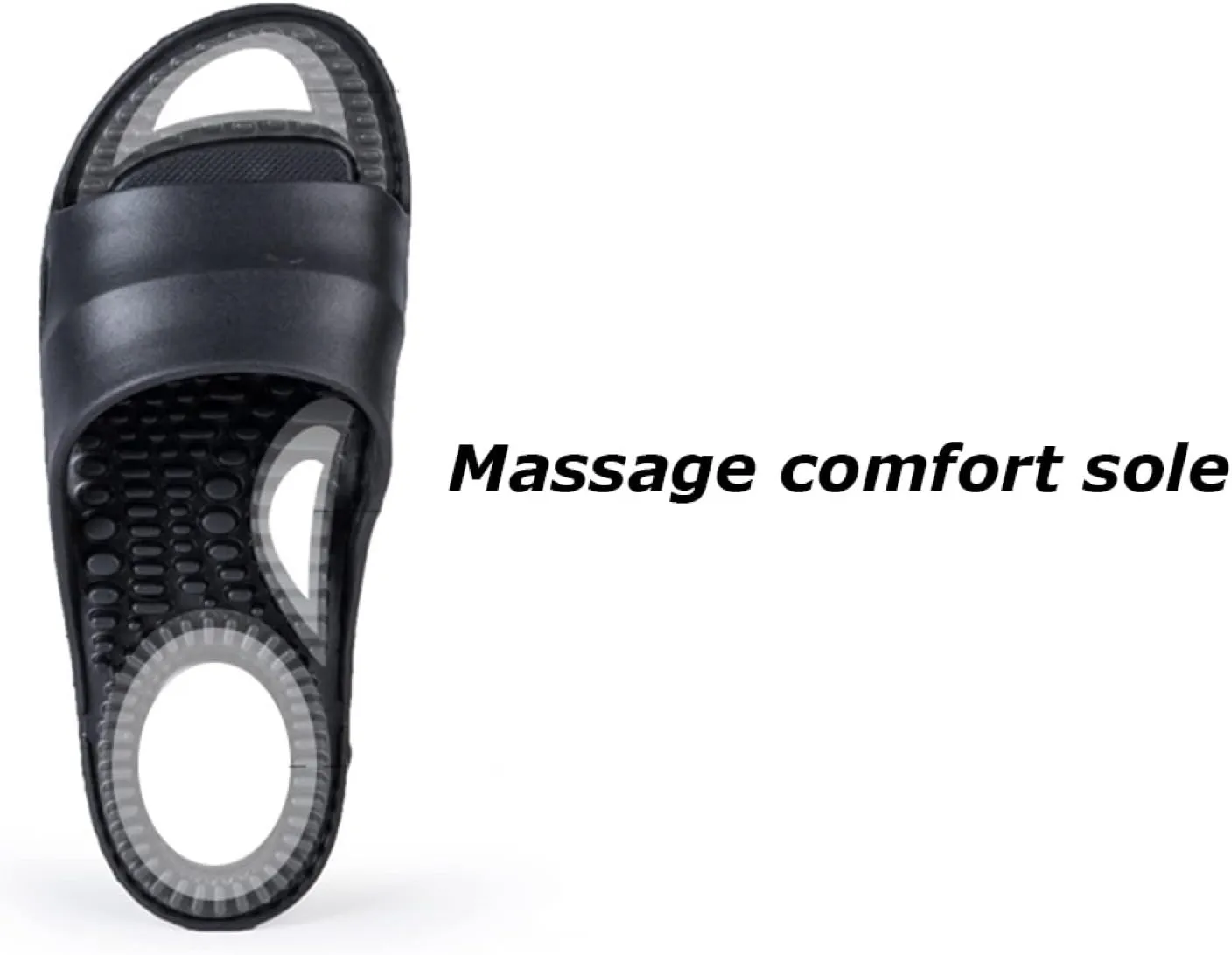 Acupoint Massage Slippers Shoes,Foot Massage Slippers, Non-Slip Soft Bottom Sandals, Black, 35-36,Relief Fasciitis Sandals Slippers