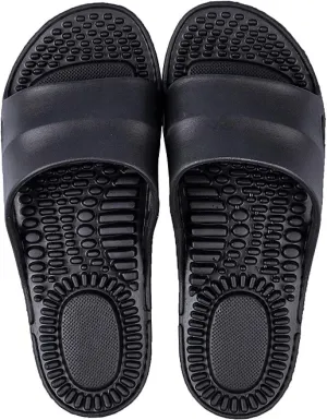 Acupoint Massage Slippers Shoes,Foot Massage Slippers, Non-Slip Soft Bottom Sandals, Black, 35-36,Relief Fasciitis Sandals Slippers