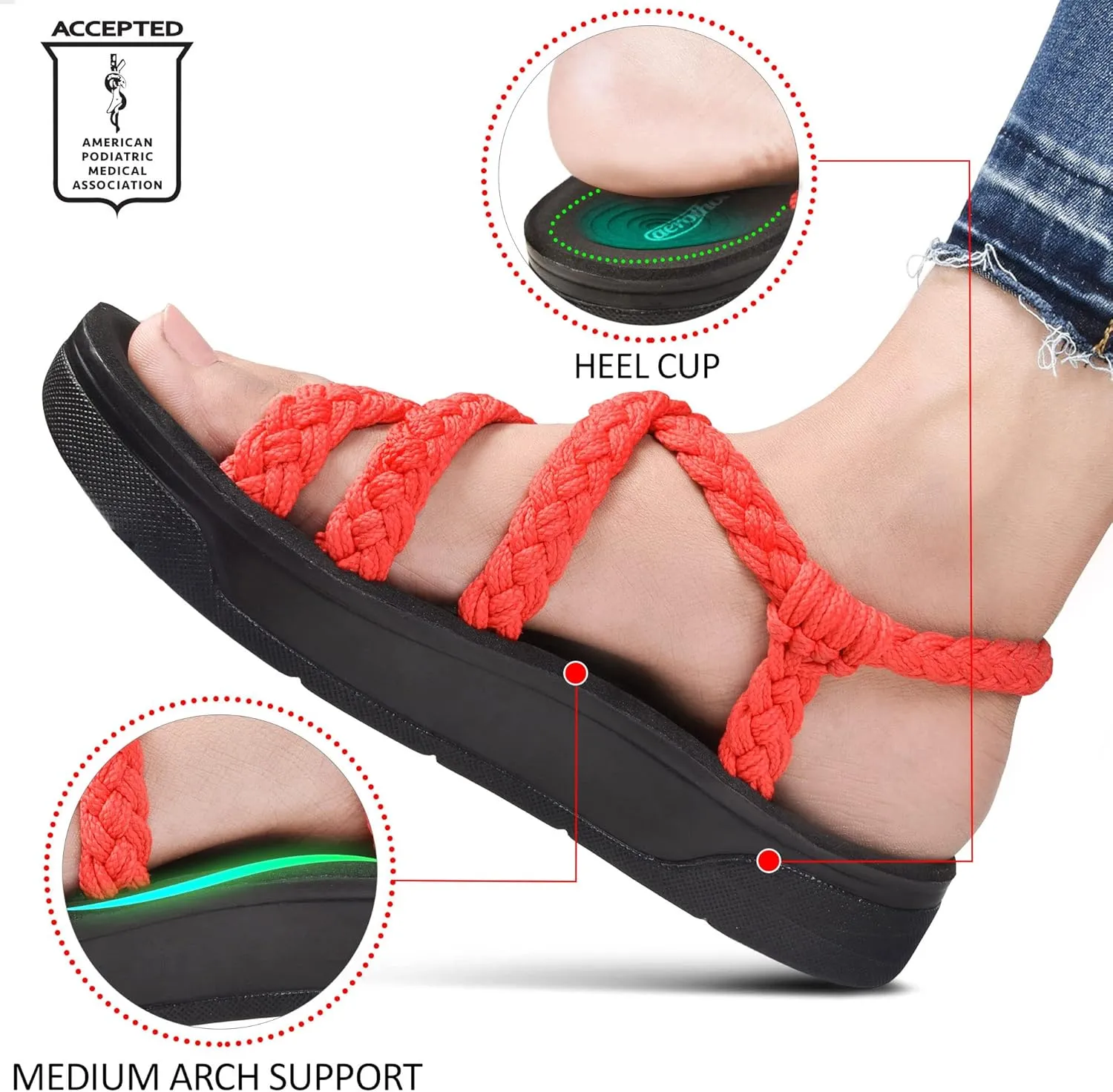 AEROTHOTIC Maris Strappy Comfortable Platform Walking Slingback Sandals for Women