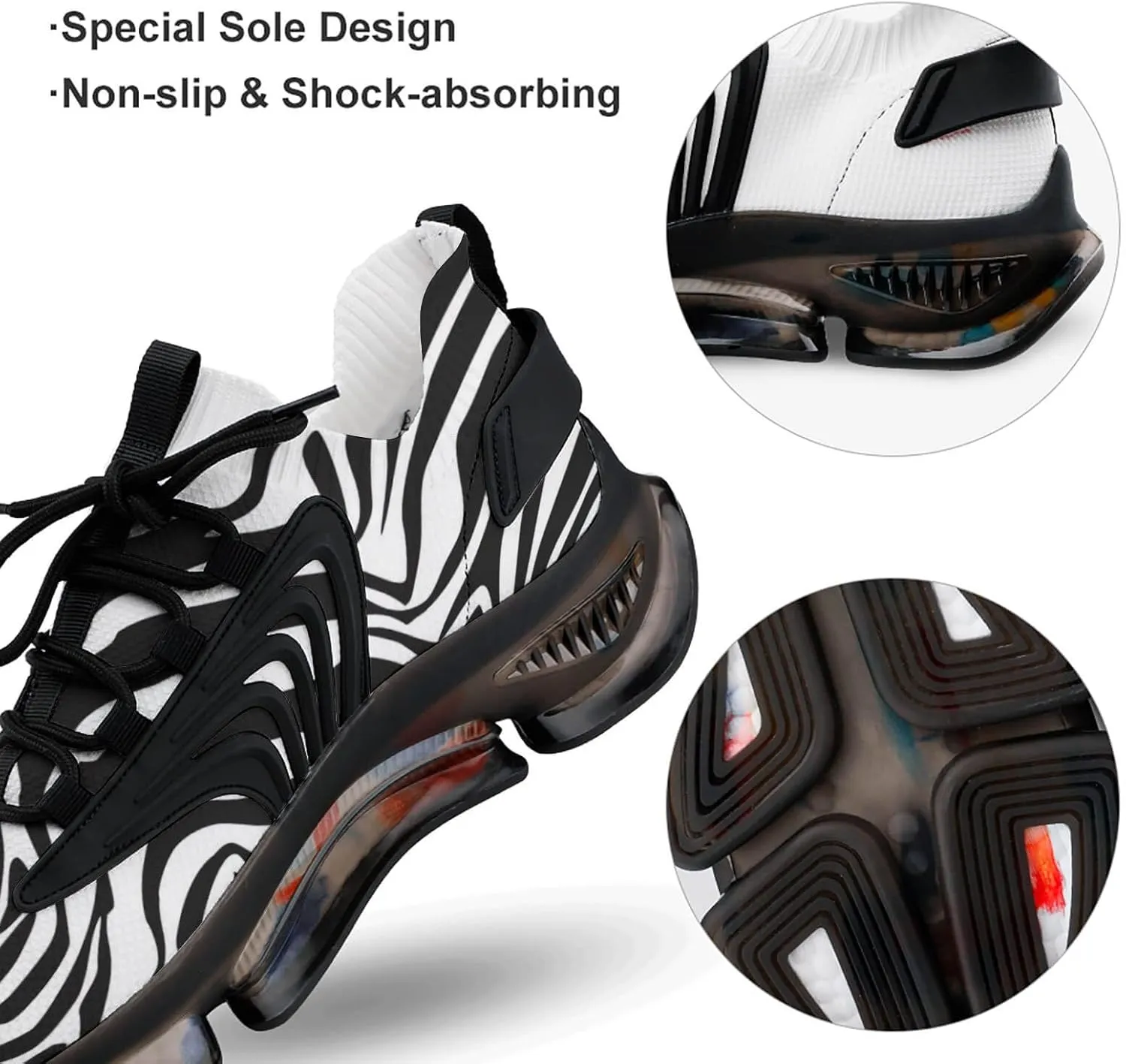 African Zebra Stripes Men's Sport Shoes Lightweight Running Athletic Shoes Fashion Sneakers