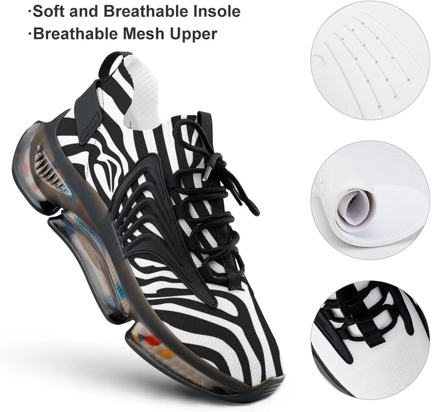 African Zebra Stripes Men's Sport Shoes Lightweight Running Athletic Shoes Fashion Sneakers