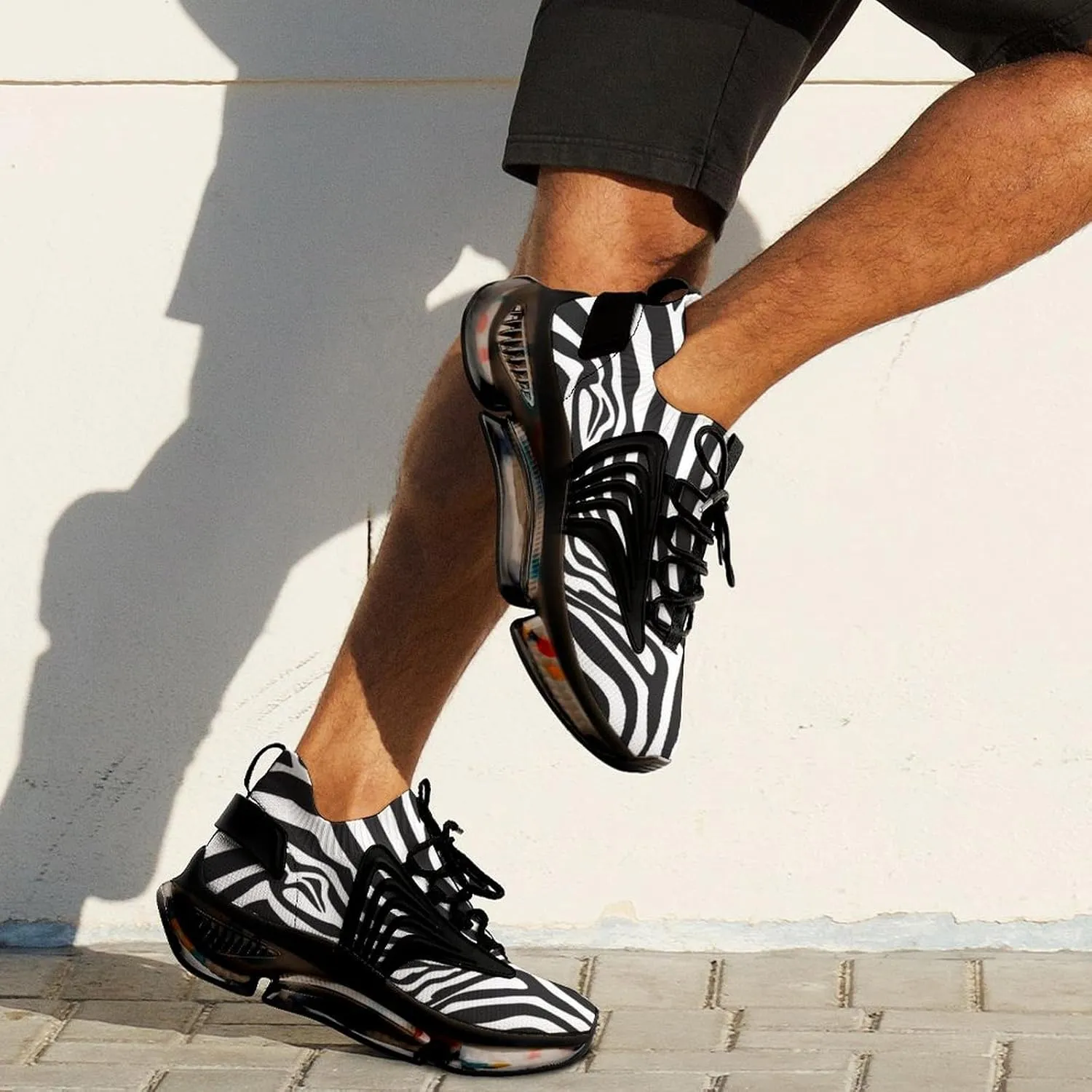 African Zebra Stripes Men's Sport Shoes Lightweight Running Athletic Shoes Fashion Sneakers