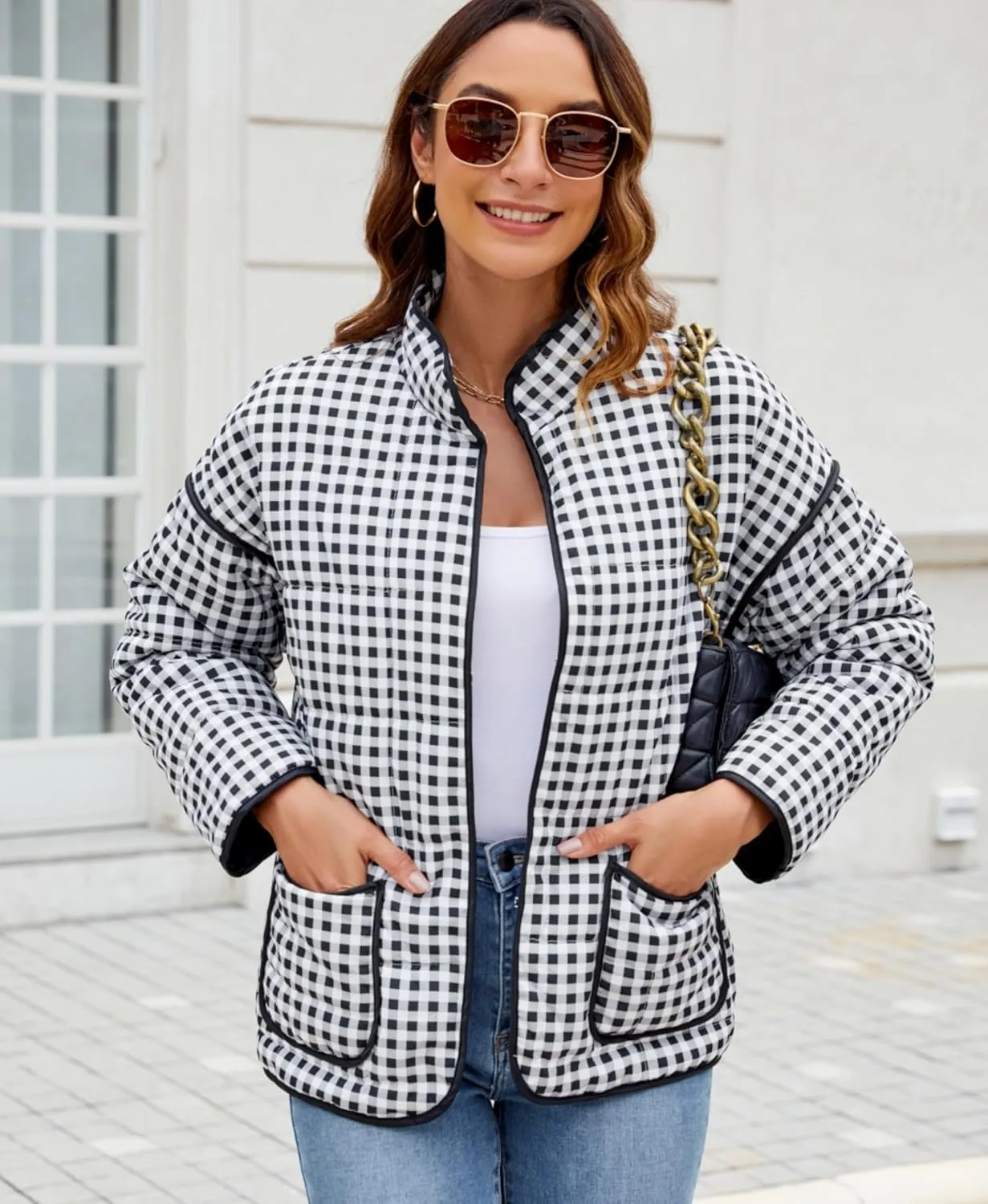Aimiray Women's Cropped Floral Puffer Jacket Cardigan Printed Lightweight Open Front Padded Quilted Coats