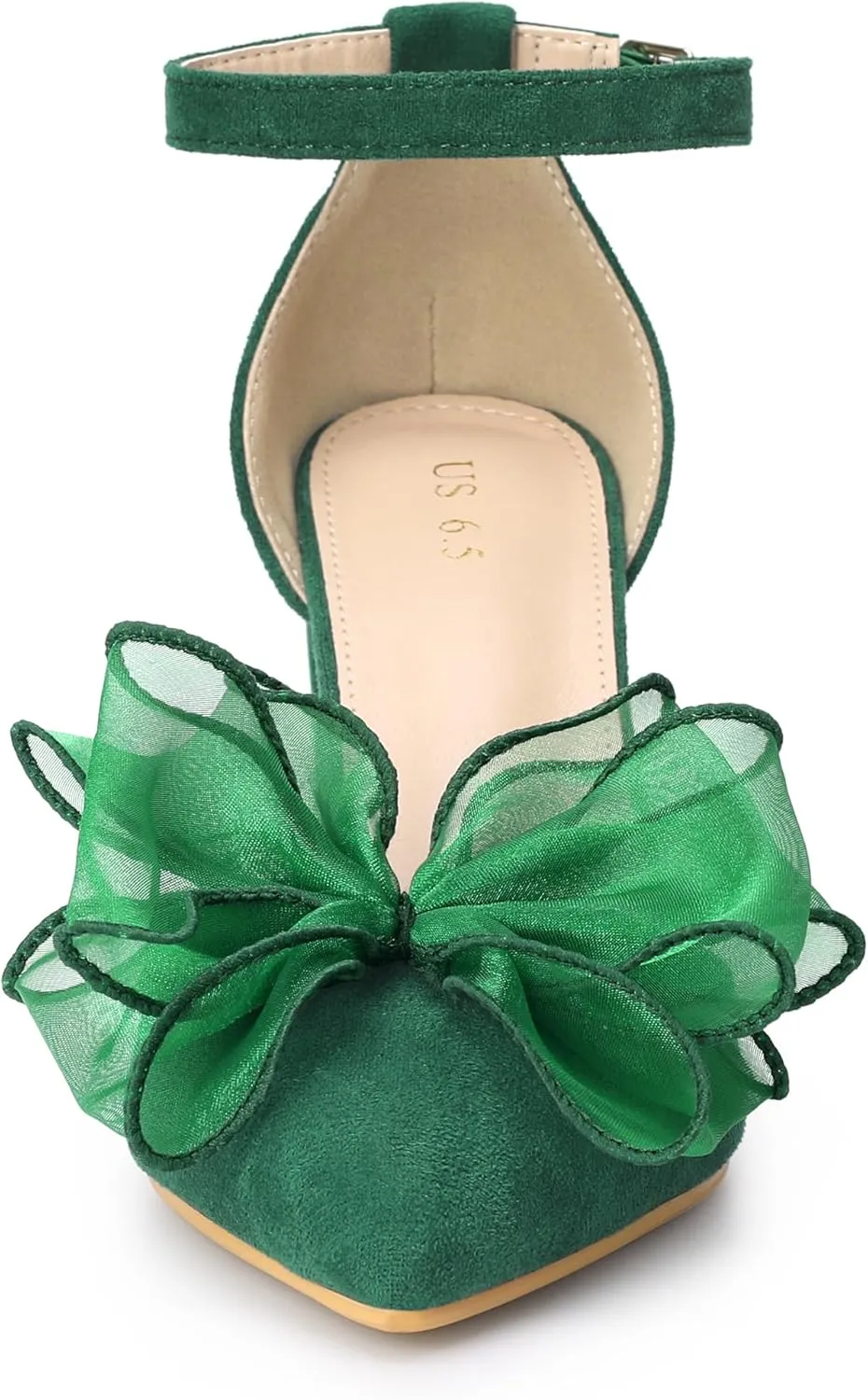 Allegra K Women's Bow Heels Closed Toe Chunky Heel Pumps Sandals