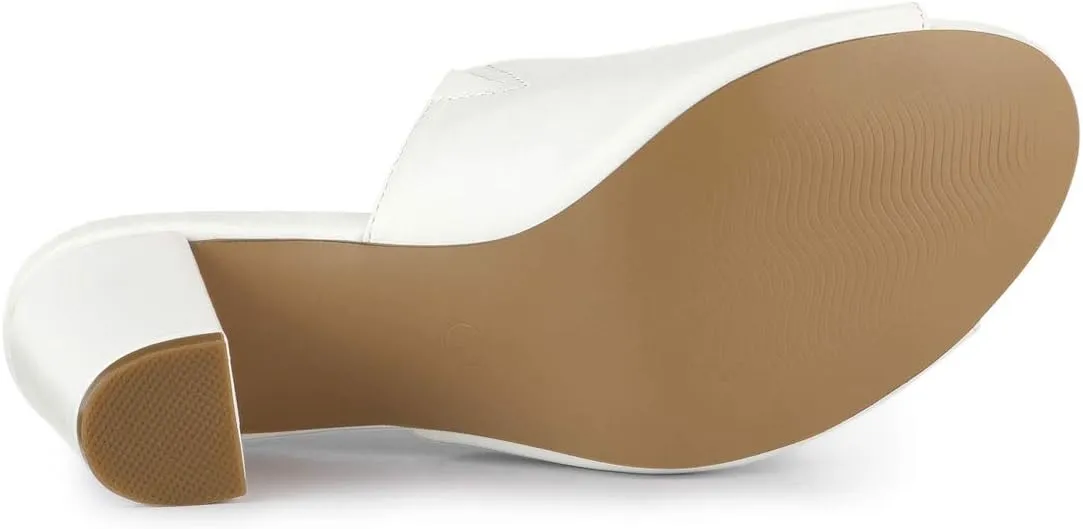 Allegra K Women's Slip on Block Heel Slide Sandals
