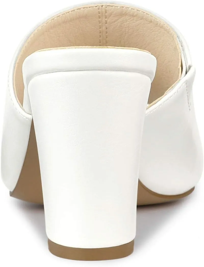 Allegra K Women's Slip on Block Heel Slide Sandals