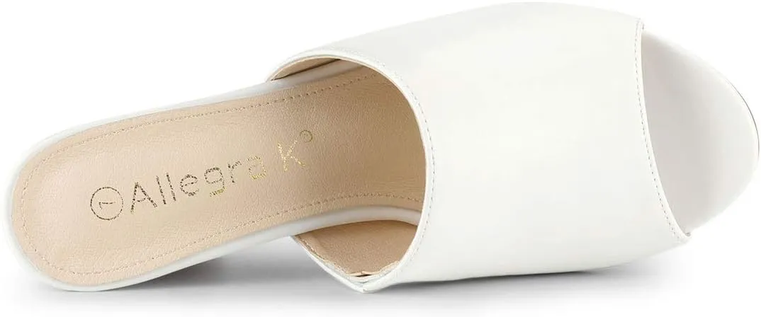 Allegra K Women's Slip on Block Heel Slide Sandals
