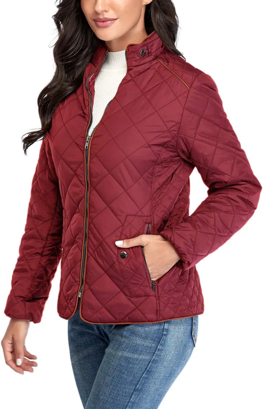 Anienaya Women's Lightweight Quilted Jacket Stand Collar Zip Warm Winter Coat Outwear w 2 Pockets