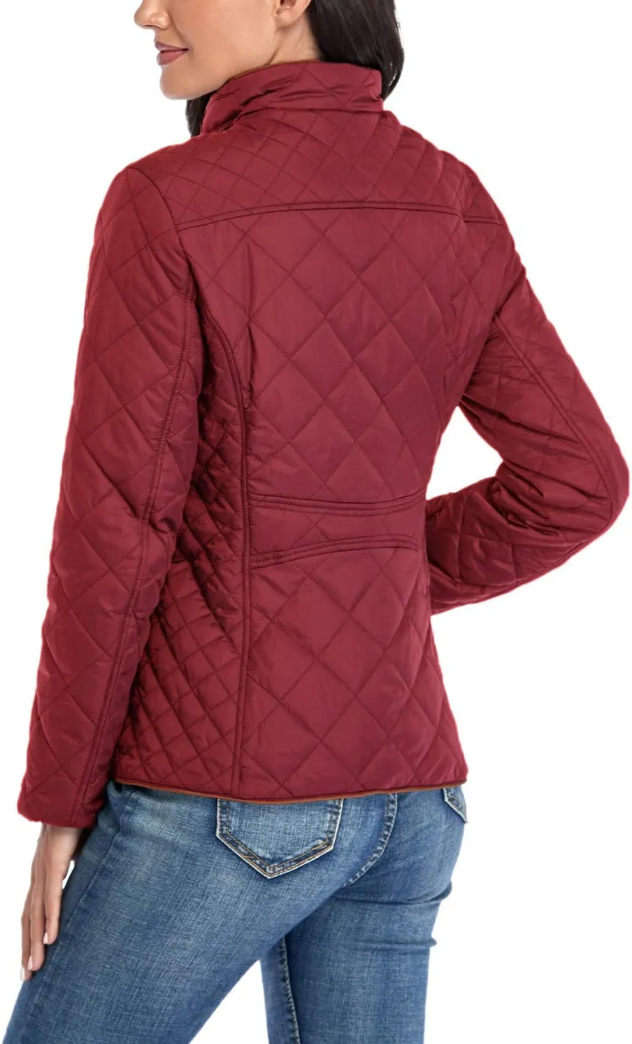 Anienaya Women's Lightweight Quilted Jacket Stand Collar Zip Warm Winter Coat Outwear w 2 Pockets