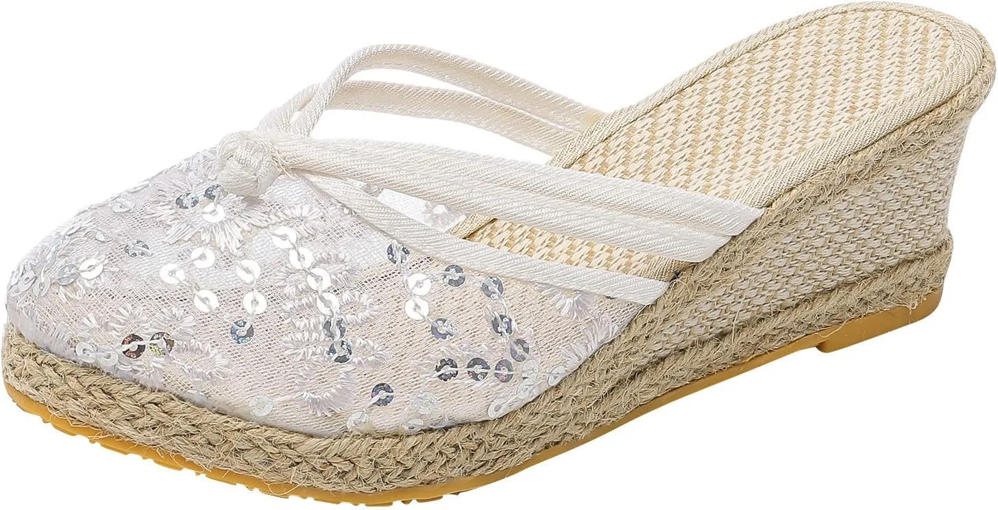 Aniywn Womens Espadrilles Wedges Mule Shoes Platform Closed Toe Slip on Backless Slides Sandals Breathable Mesh Sandals