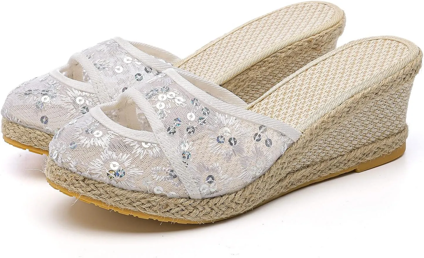 Aniywn Womens Espadrilles Wedges Mule Shoes Platform Closed Toe Slip on Backless Slides Sandals Breathable Mesh Sandals
