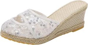 Aniywn Womens Espadrilles Wedges Mule Shoes Platform Closed Toe Slip on Backless Slides Sandals Breathable Mesh Sandals