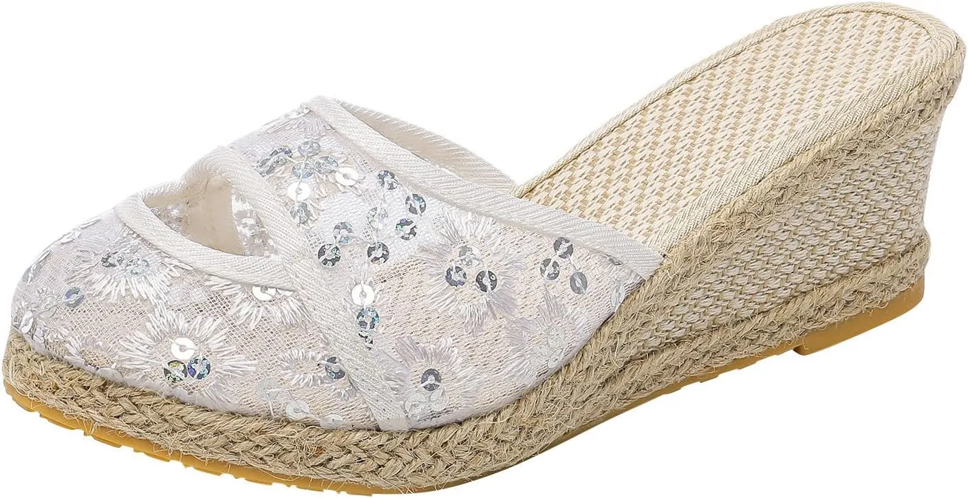 Aniywn Womens Espadrilles Wedges Mule Shoes Platform Closed Toe Slip on Backless Slides Sandals Breathable Mesh Sandals