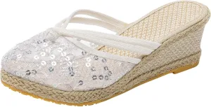 Aniywn Womens Espadrilles Wedges Mule Shoes Platform Closed Toe Slip on Backless Slides Sandals Breathable Mesh Sandals
