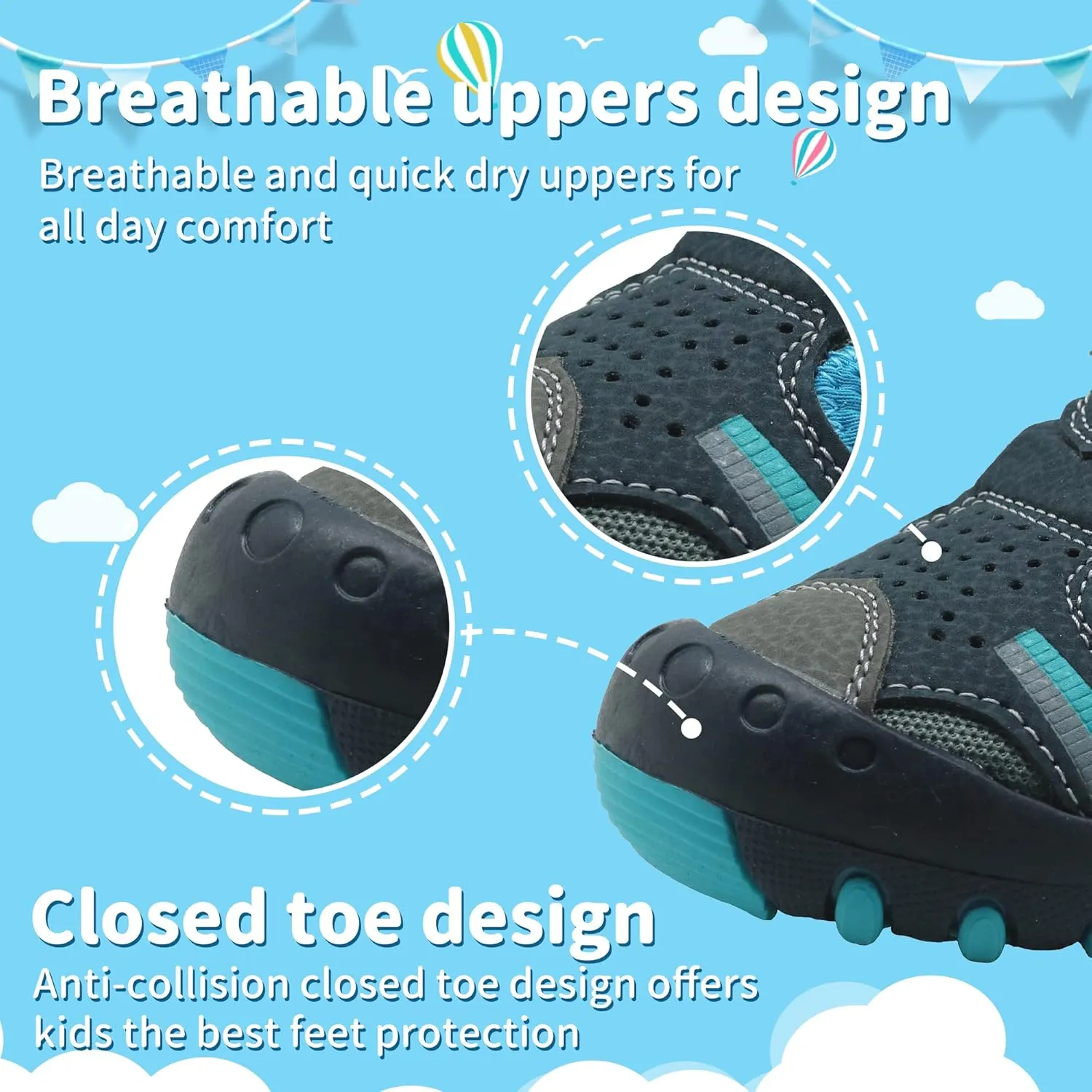 Apakowa Kids Boys Sandals Summer Outdoor Athletic Double Strap Closed-Toe Beach Sandals Sport (Toddler/Little Kid)