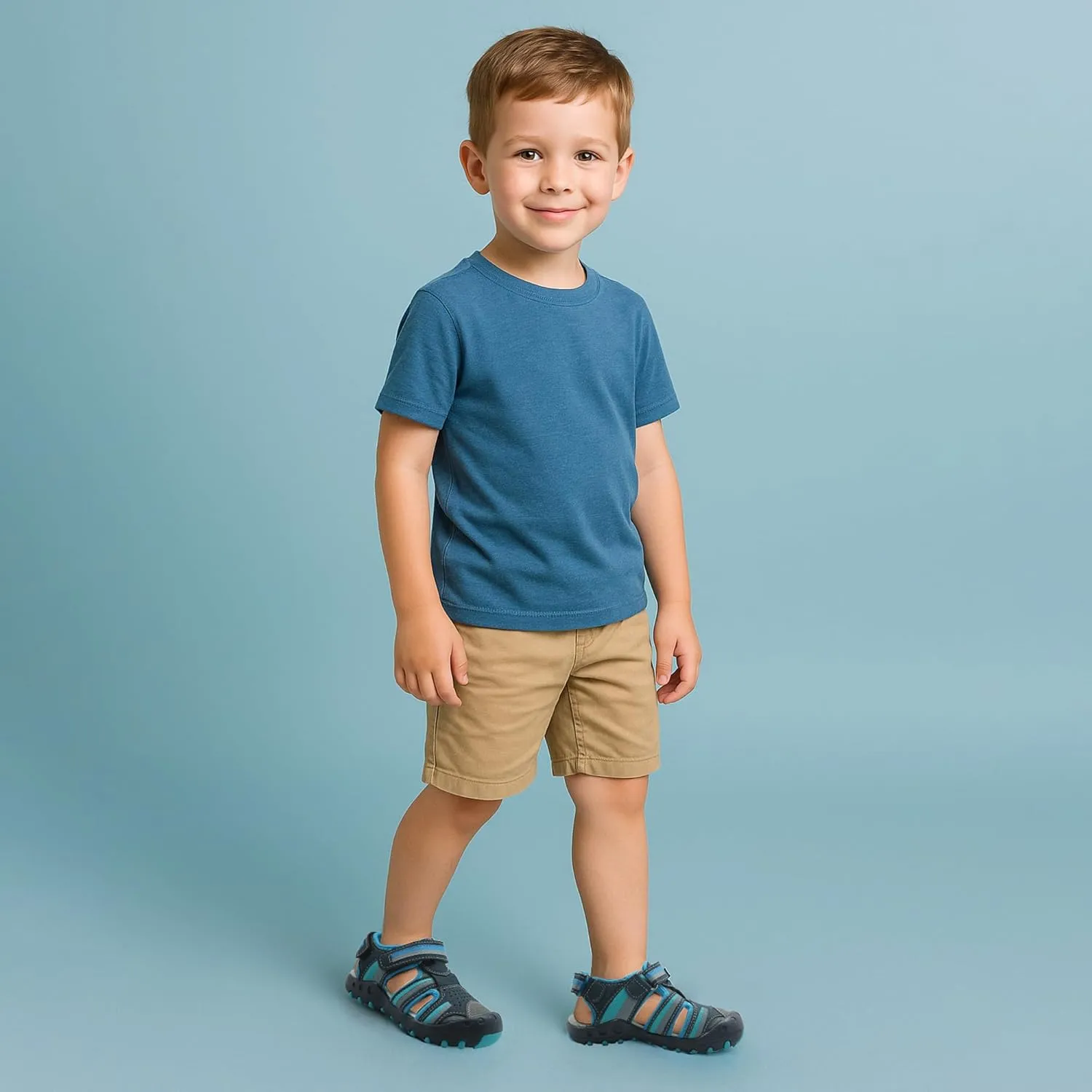 Apakowa Kids Boys Sandals Summer Outdoor Athletic Double Strap Closed-Toe Beach Sandals Sport (Toddler/Little Kid)