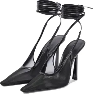 Arqa Womens Mesh Slingback Pumps Pointed Toe Slim Adjustable Ankle Straps Sandals Elevates Stiletto Heels Elegant Wedding Party Dressy Shoes