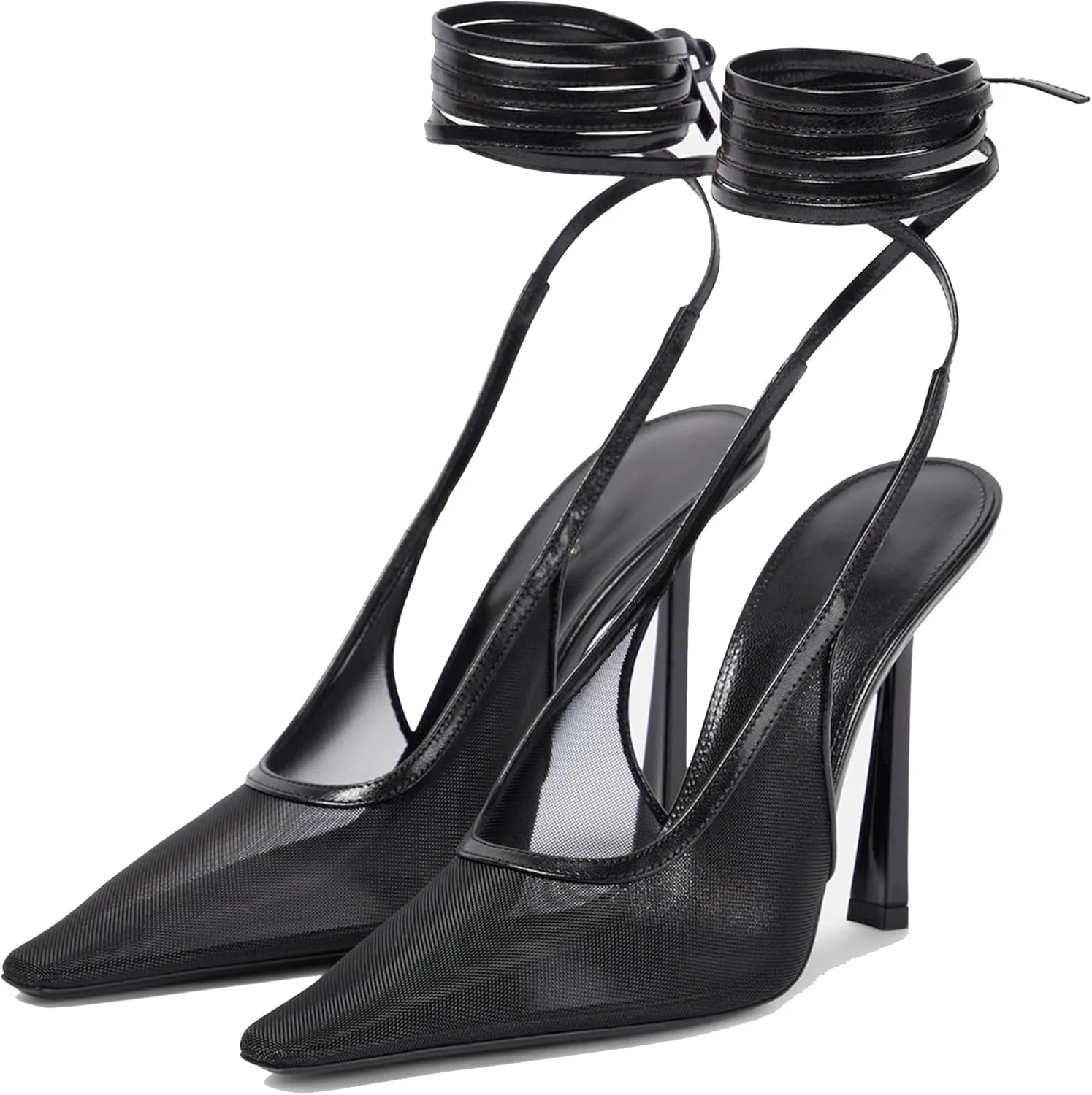 Arqa Womens Mesh Slingback Pumps Pointed Toe Slim Adjustable Ankle Straps Sandals Elevates Stiletto Heels Elegant Wedding Party Dressy Shoes