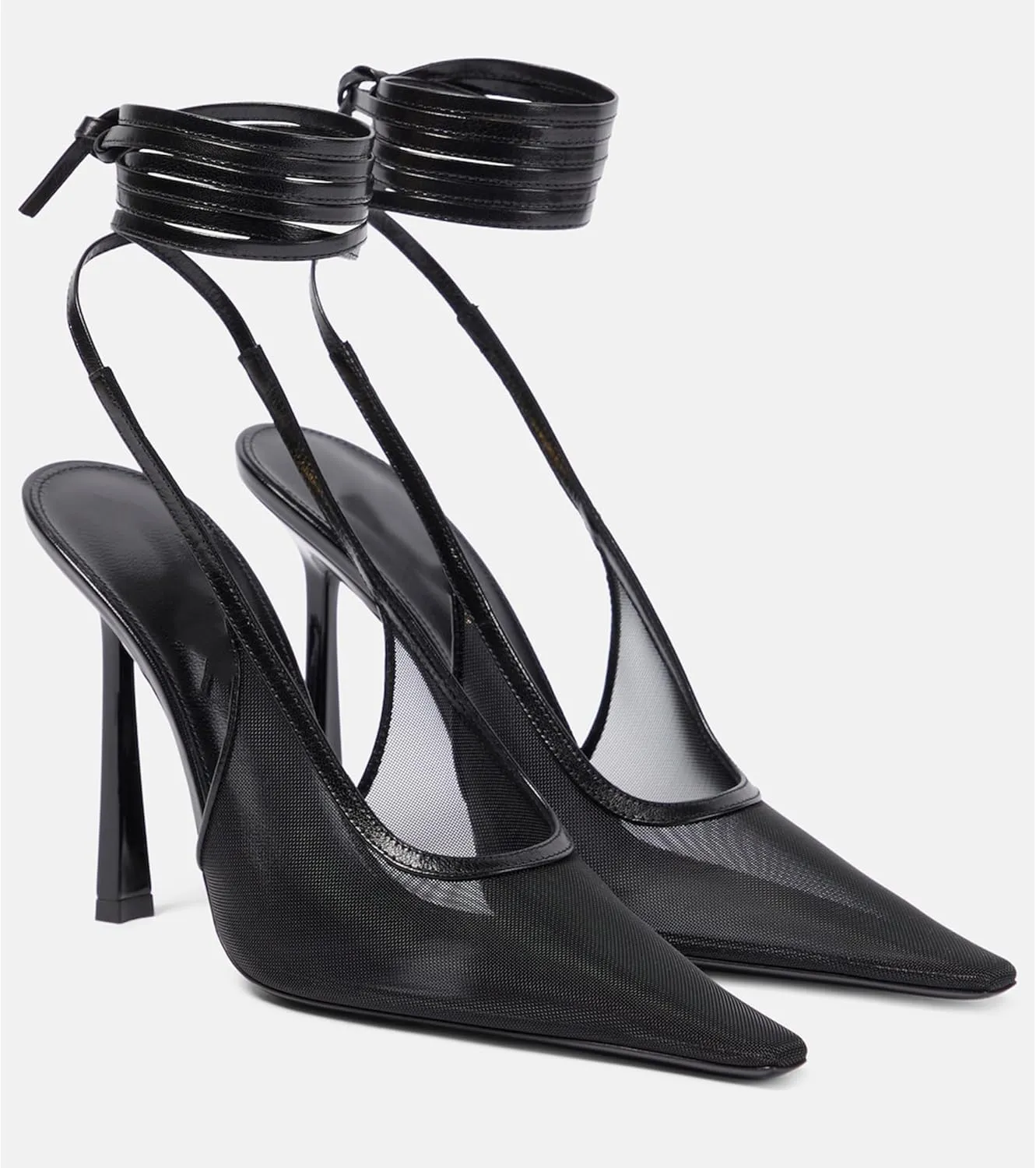 Arqa Womens Mesh Slingback Pumps Pointed Toe Slim Adjustable Ankle Straps Sandals Elevates Stiletto Heels Elegant Wedding Party Dressy Shoes