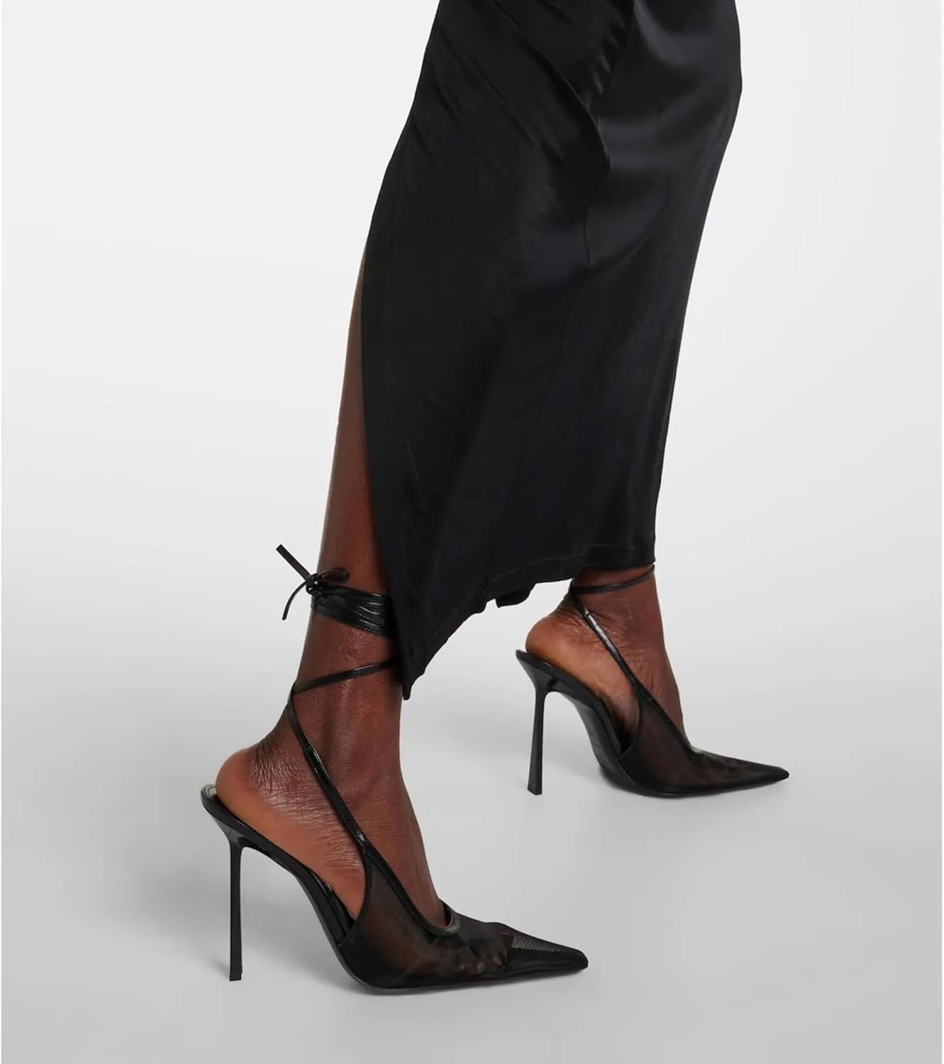 Arqa Womens Mesh Slingback Pumps Pointed Toe Slim Adjustable Ankle Straps Sandals Elevates Stiletto Heels Elegant Wedding Party Dressy Shoes