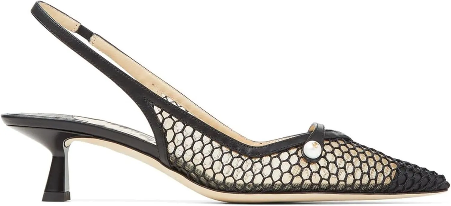 Arqa Women's Slingback Kitten Heels Pointed Toe 45mm Heel Pumps Wedding Heeled Sandals