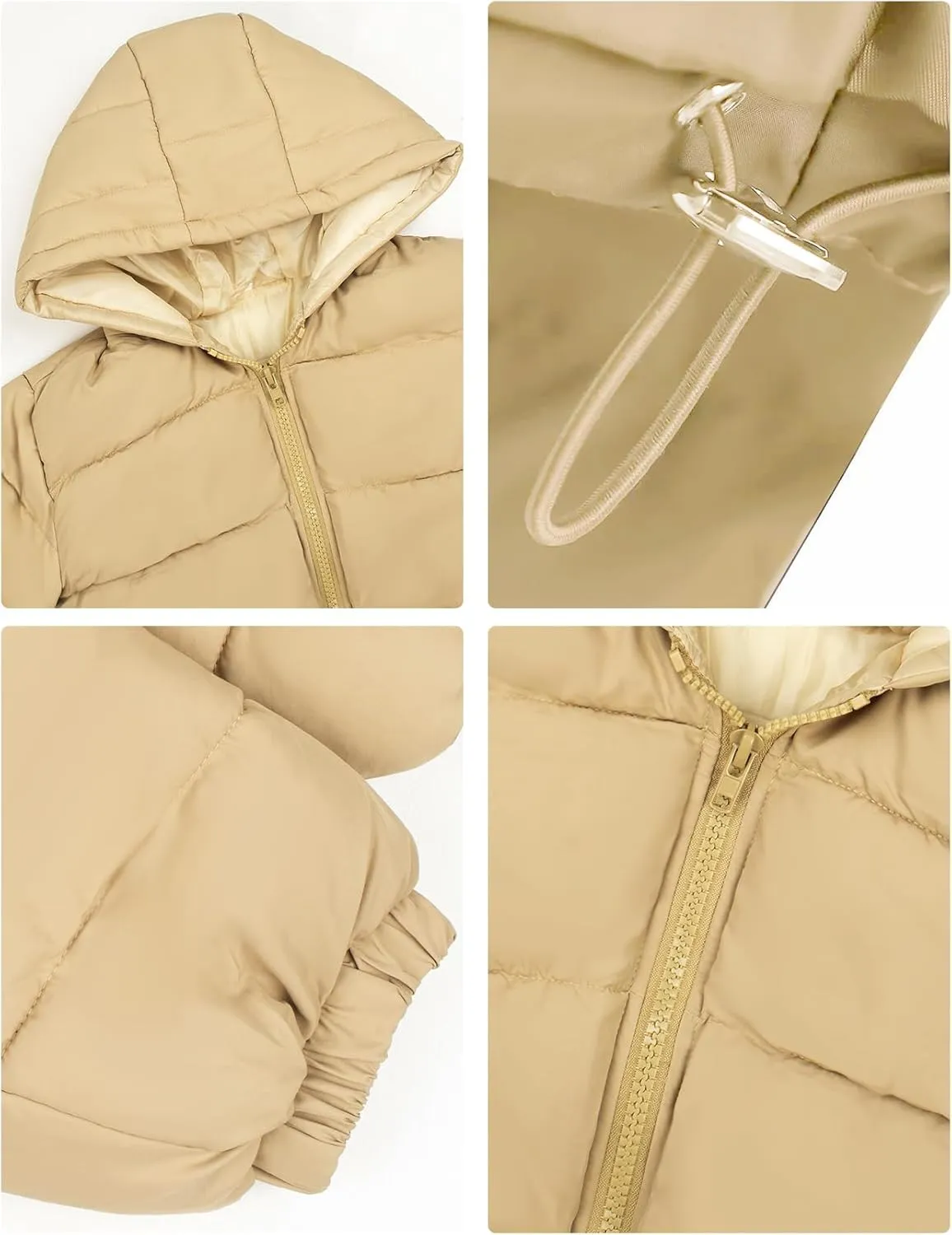 Arssm Womens Cropped Puffer Jacket Fashion Casual Hooded Zipper Long Sleeve Winter Warm Bubble Coat