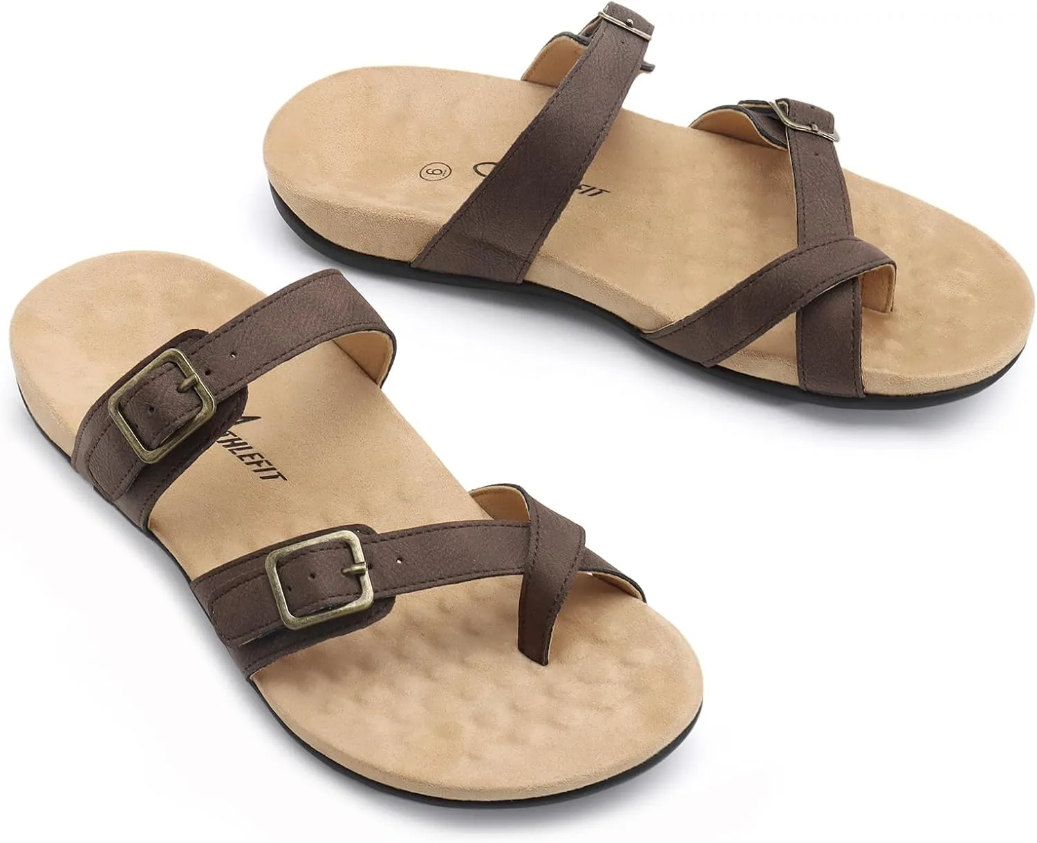 Athlefit Orthopedic Sandals for Women with Arch Support Adjustable Comfort Walking Orthotic Flip Flops