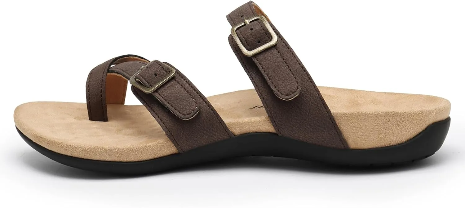 Athlefit Orthopedic Sandals for Women with Arch Support Adjustable Comfort Walking Orthotic Flip Flops