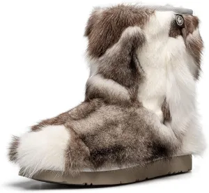 AU&MU Aumu Womens Short Winter Snow Boots Classic Thermal Fur Boot Furry Fluffy Warm
