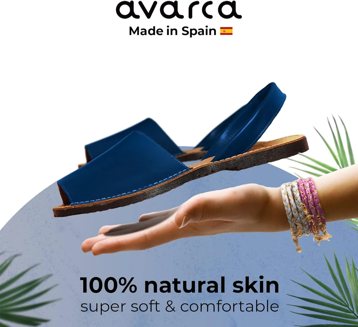 Avarca Leather Flat Sandals for Women - Made in Spain - Peep Toe Womens Sandals, Perfect Beach Essentials - Comfortable Spanish Women's Shoes for Every Occasion, Handmade Slingback Shoes