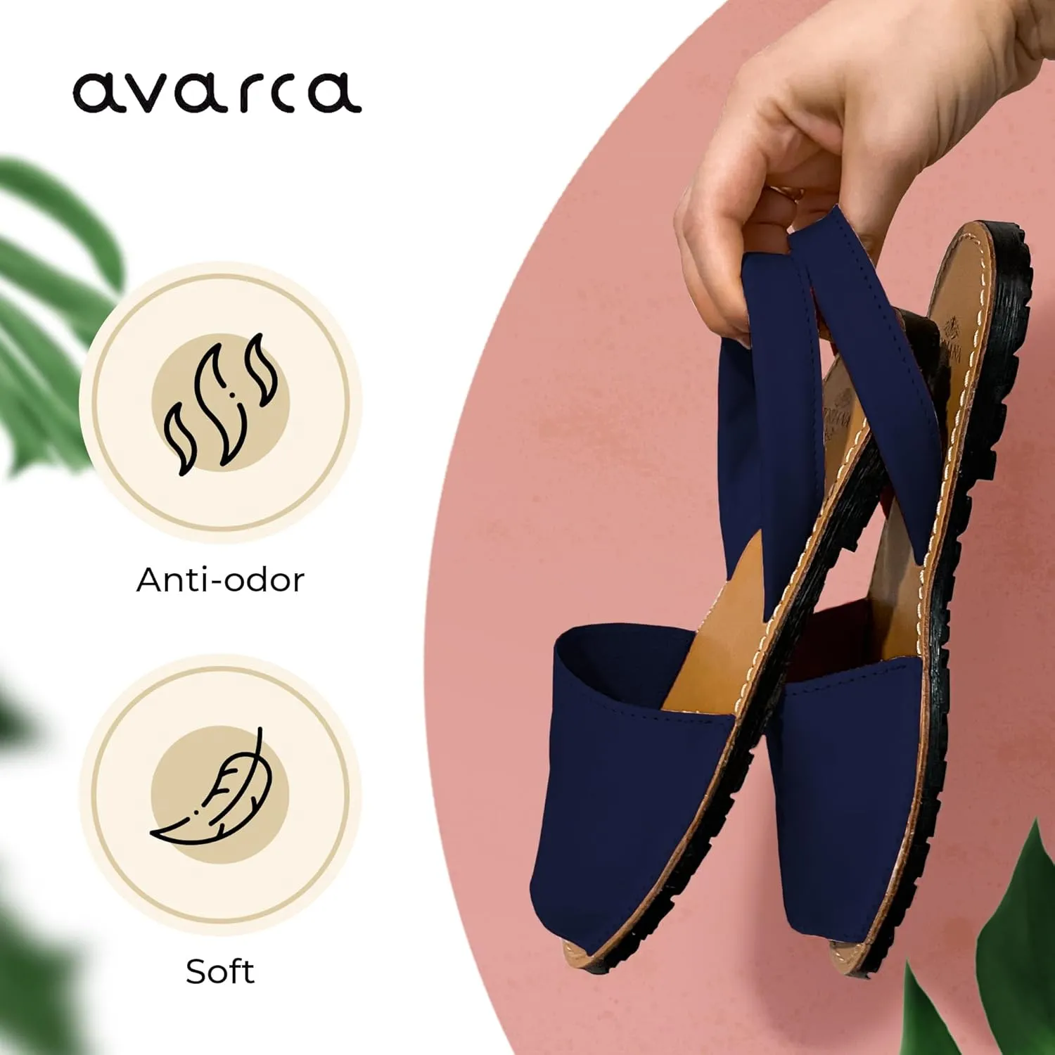 Avarca Leather Flat Sandals for Women - Made in Spain - Peep Toe Womens Sandals, Perfect Beach Essentials - Comfortable Spanish Women's Shoes for Every Occasion, Handmade Slingback Shoes