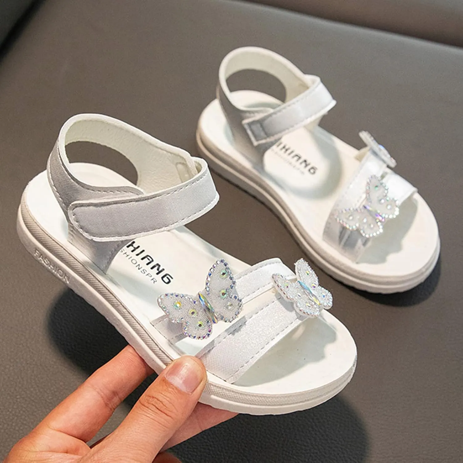Baby Cartoon Shoes Child Shoes Summer Butterfly Sandals With Diamond Fashion Little Girl Soft Bottom Princess