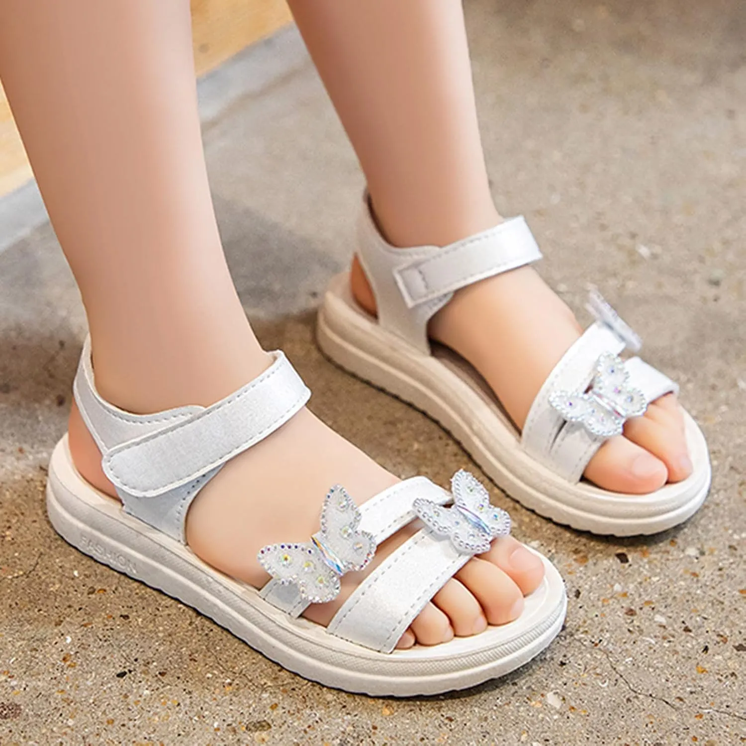 Baby Cartoon Shoes Child Shoes Summer Butterfly Sandals With Diamond Fashion Little Girl Soft Bottom Princess