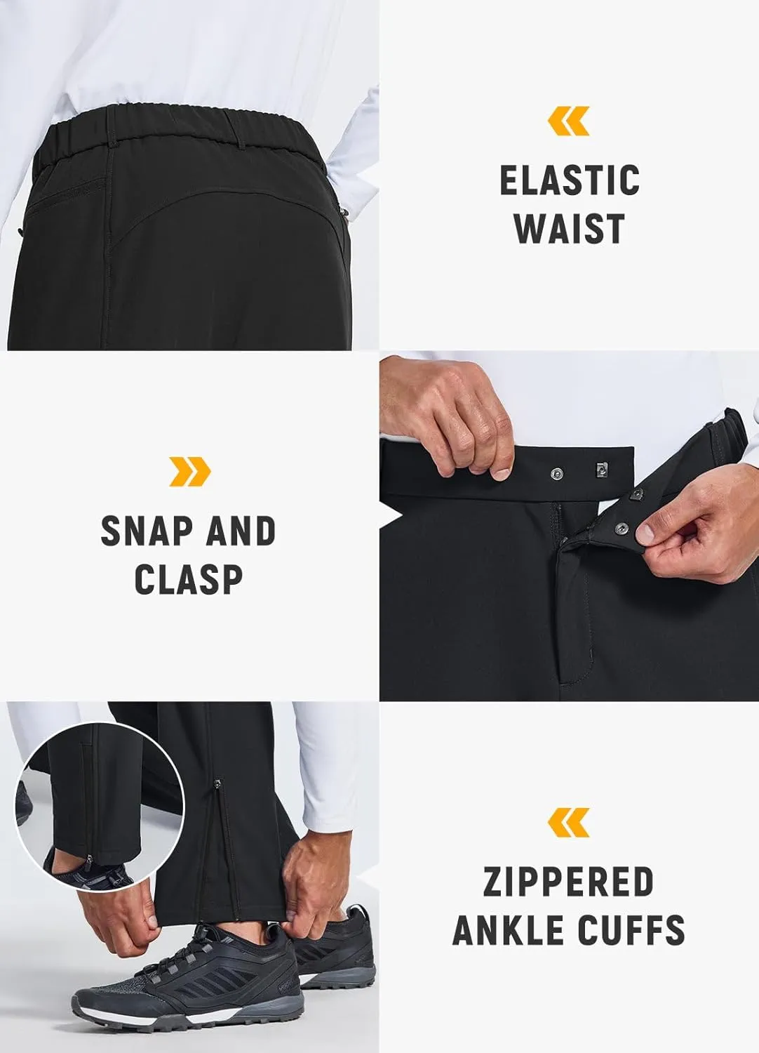 baleaf Men's Winter Cycling Pants Thermal Mountain Bike Pants Water Resistant Cold Weather Hiking Running Bicycle Outdoor