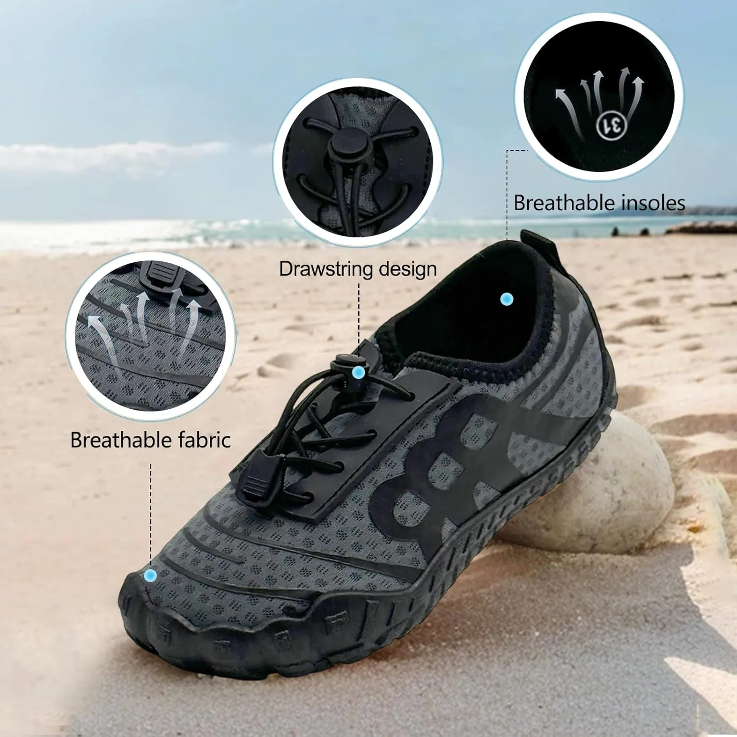 Barefoot Shoes for Women & Men - Minimalist Hiking/Trail Running Footwear with Wide Toe Box | Zero Drop Lightweight Breathable Quick-Dry Outdoor Sneakers (Size 3.5-11)