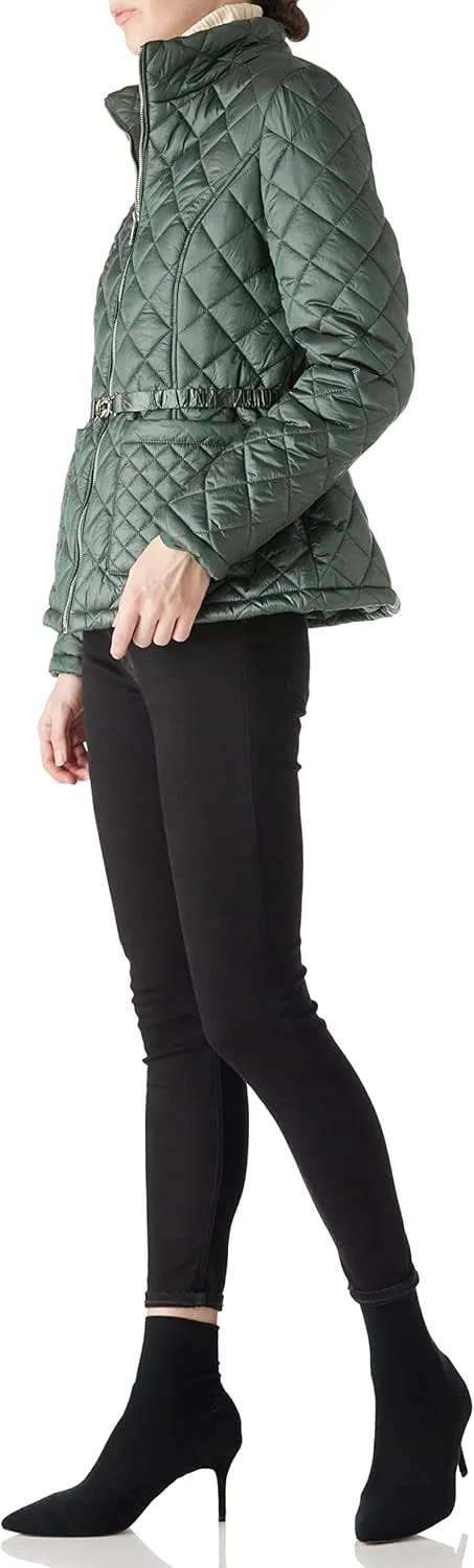 Bellivera Women Lightweight Coat Short Quilted Puffer Long Sleeve Belted Jacket Pockets