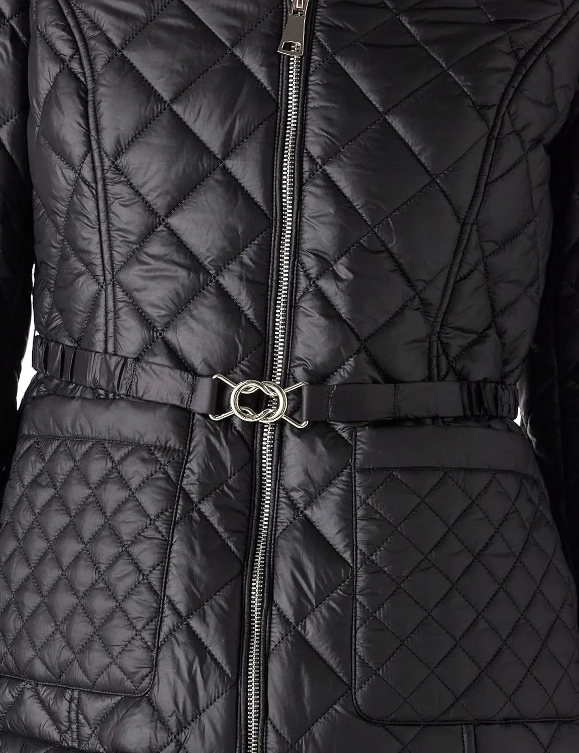 Bellivera Women Lightweight Coat Short Quilted Puffer Long Sleeve Belted Jacket Pockets