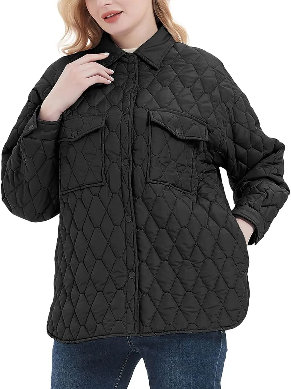 Bellivera Women Lightweight Coat Short Quilted Puffer Long Sleeve Belted Jacket Pockets