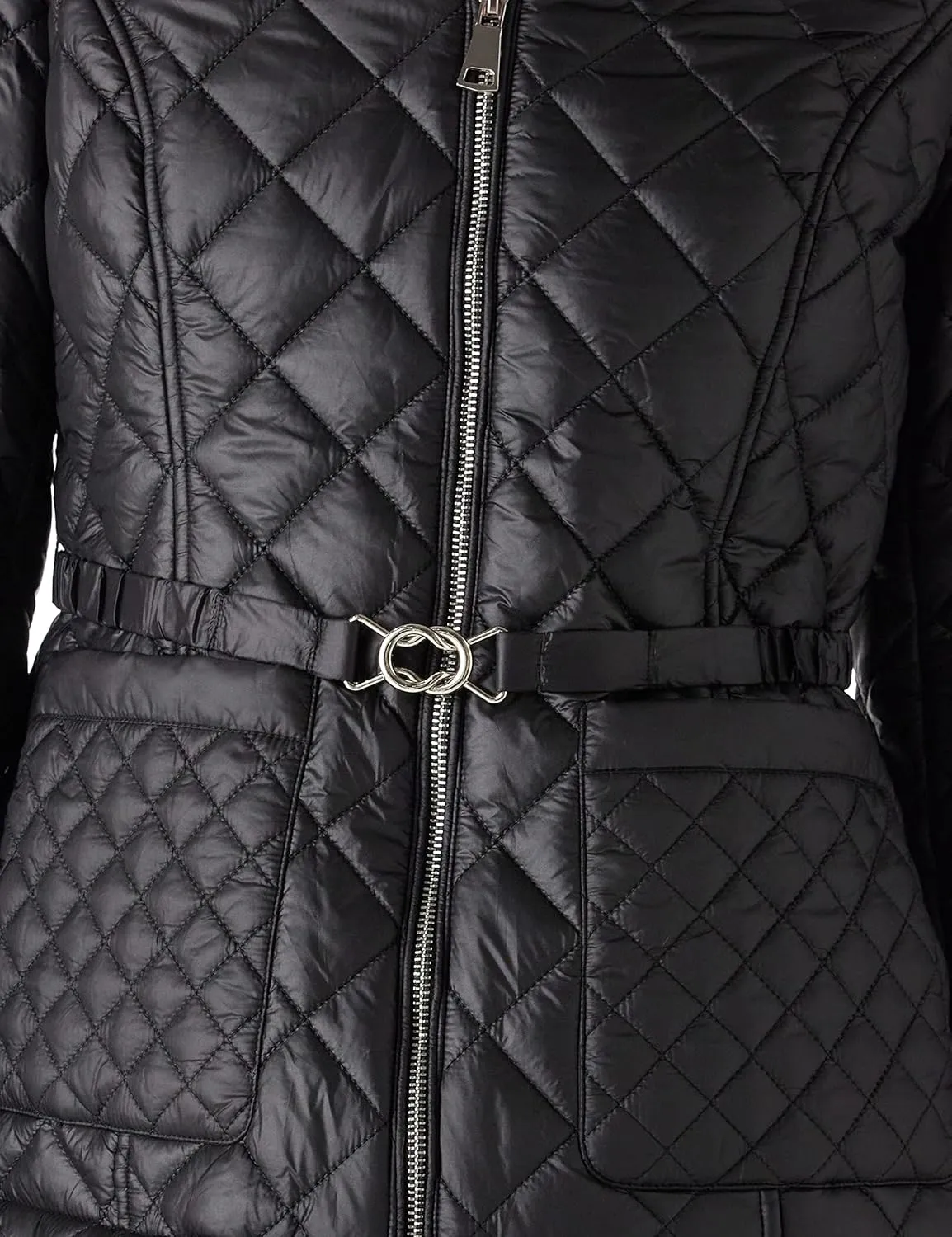 Bellivera Women Lightweight Coat Short Quilted Puffer Long Sleeve Belted Jacket Pockets