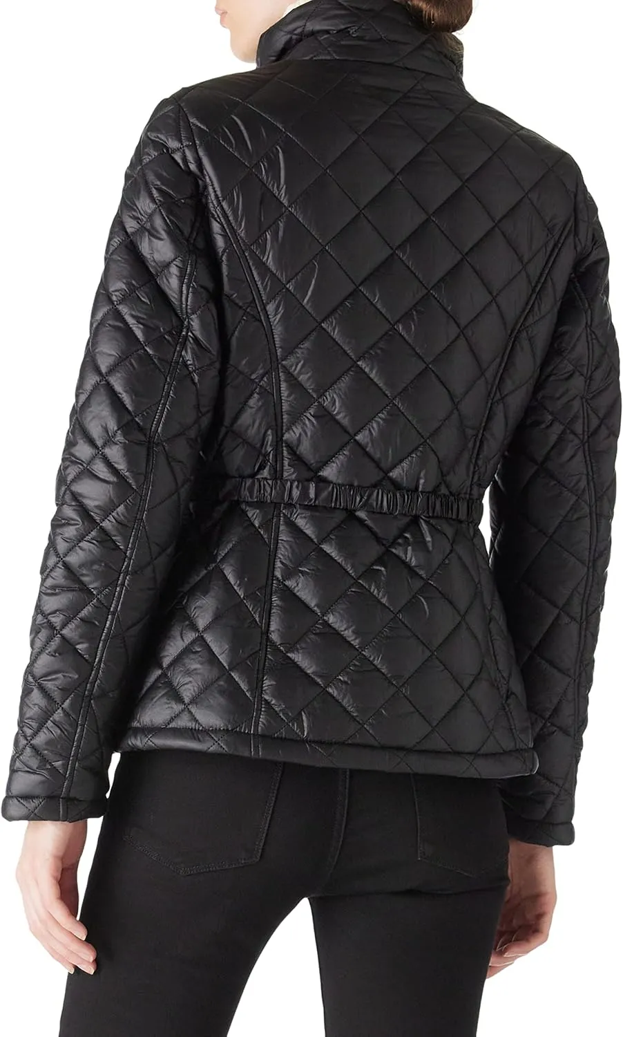 Bellivera Women Lightweight Coat Short Quilted Puffer Long Sleeve Belted Jacket Pockets