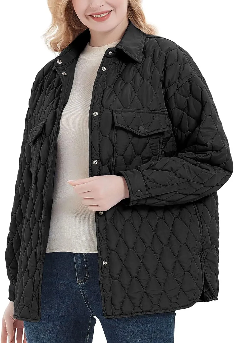 Bellivera Women Lightweight Coat Short Quilted Puffer Long Sleeve Belted Jacket Pockets