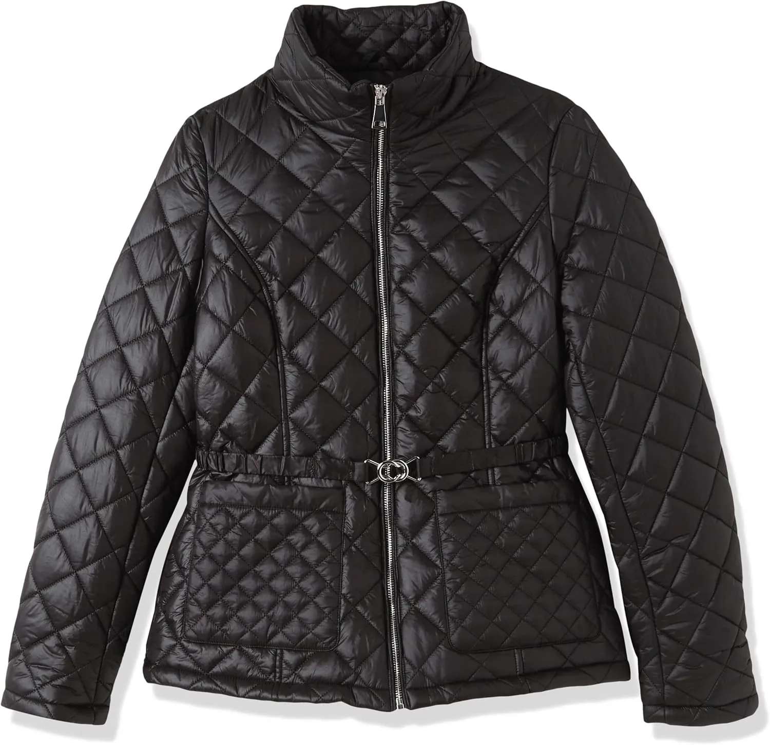 Bellivera Women Lightweight Coat Short Quilted Puffer Long Sleeve Belted Jacket Pockets