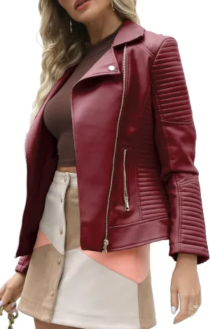 Bellivera Women's Faux Leather Casual Jacket 2025 Spring Trendy Motorcycle Outfits Lightweight Classic Coat