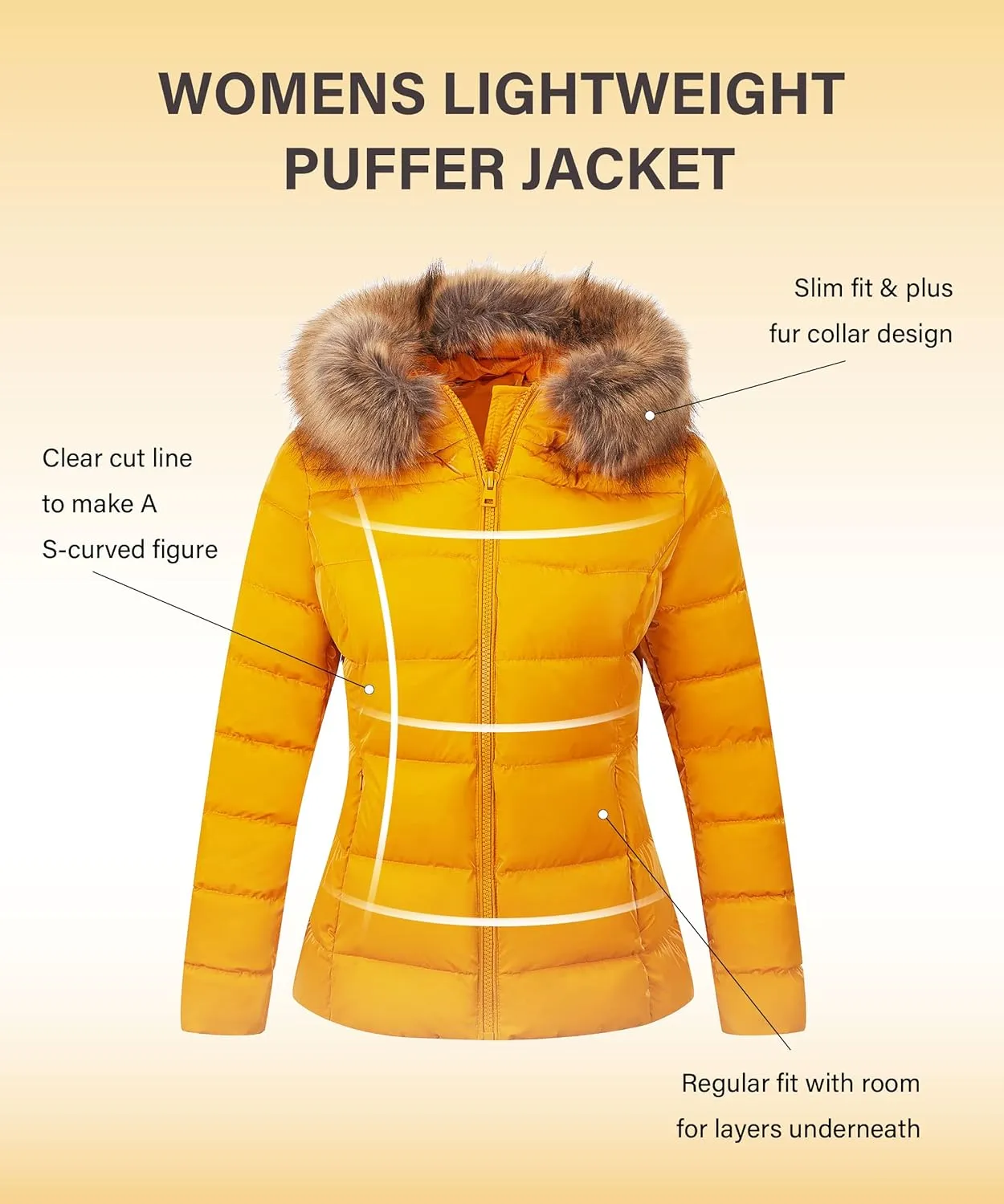 Bellivera Womens Lightweight Puffer Jacket, Winter Coats for Women Warm Quilted Bubble Padded Hood Coat with Faux Fur Collar