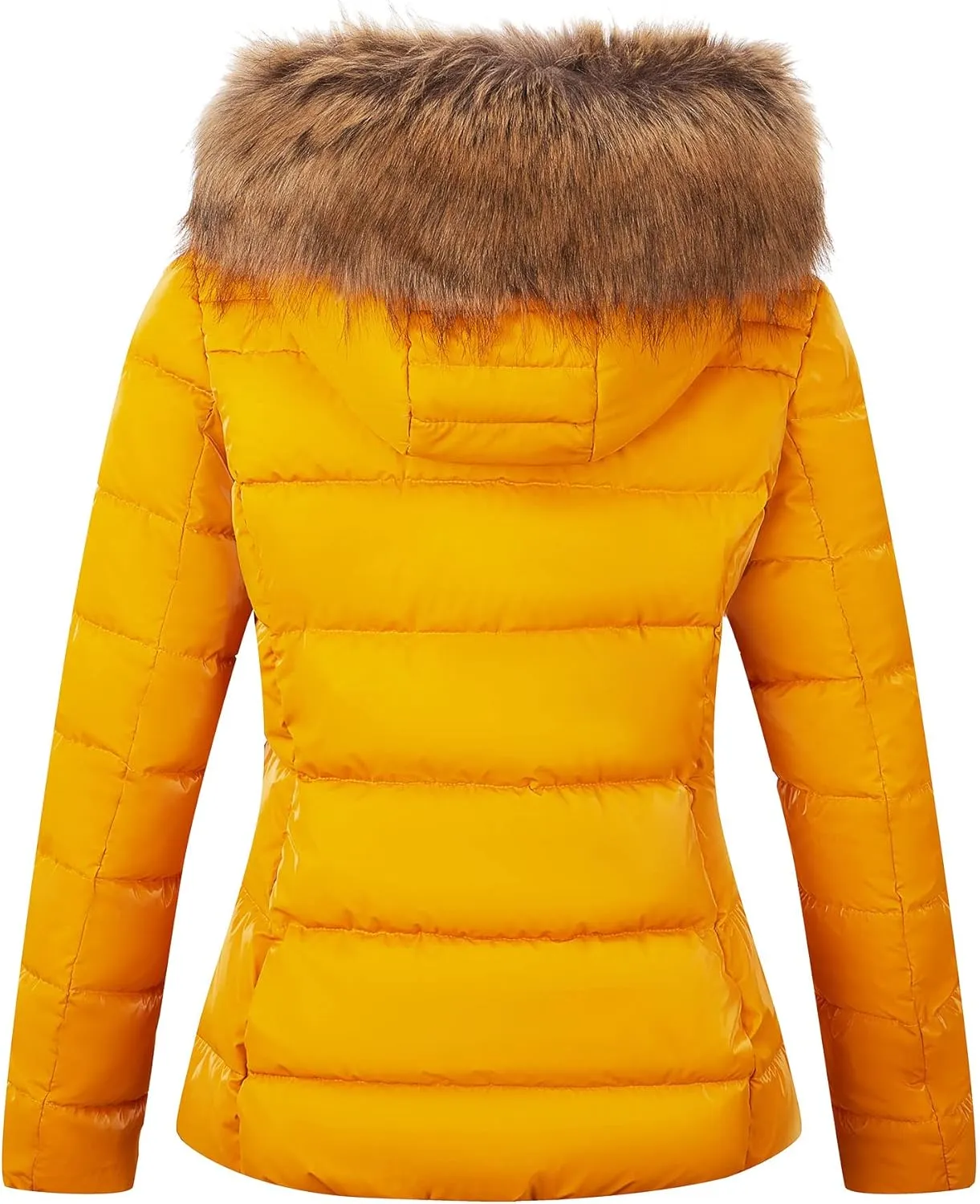 Bellivera Womens Lightweight Puffer Jacket, Winter Coats for Women Warm Quilted Bubble Padded Hood Coat with Faux Fur Collar