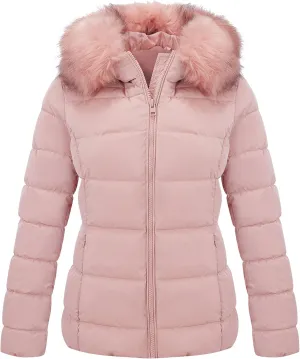 Bellivera Womens Lightweight Puffer Jacket, Winter Coats for Women Warm Quilted Bubble Padded Hood Coat with Faux Fur Collar